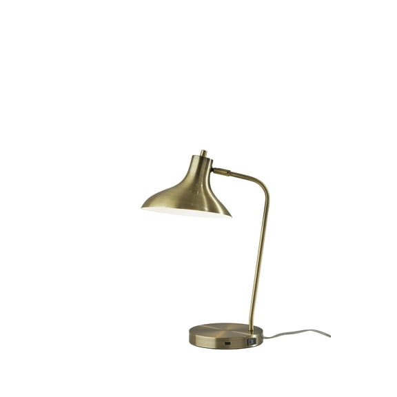 Simplee Adesso Cleo Desk Lamp, Antique Brass, Electronic, Antique Brass Shade