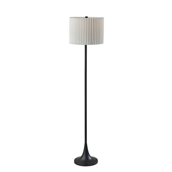 Simplee Adesso Eli 60"H Black Floor Lamp with Drum Shade (SL9504-01)