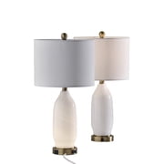 Simplee Adesso Freya 24" 2-Light USB-A/C & AC White Glass & Brass Table Lamp 2 Count