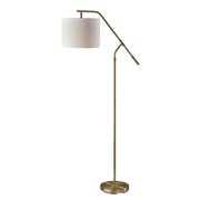 Simplee Adesso Milo 60" Antique Brass Floor Lamp with Off-White Drum Shade SL9503-21