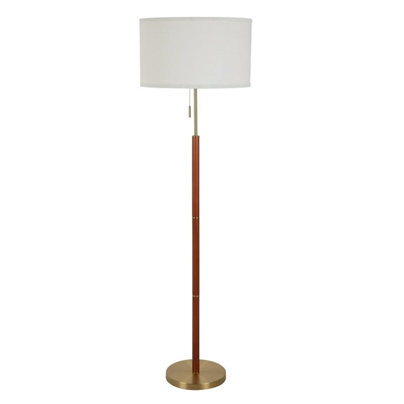 Simplee Adesso Wood and Brass 58"H Walnut Finish Floor Lamp with Pull Chain, Transitional, Adult Use