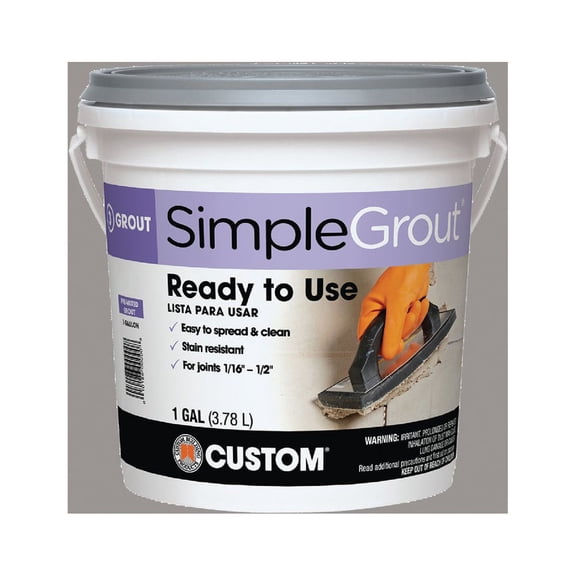 Custom Building Products SimpleGrout Pre-Mixed Tile Grout - Gray - 1 Gal Residential Use, Standard Application