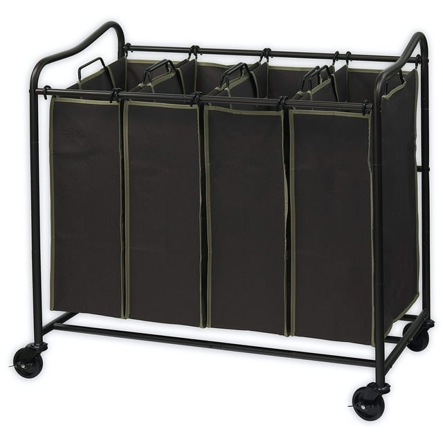 Simplehouseware 4Bag Heavy Duty Laundry Sorter Rolling Cart with Metal