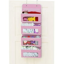 Simplehouseware Over Door/Wall Mount 4 Clear Window Pocket Organizer, Pink