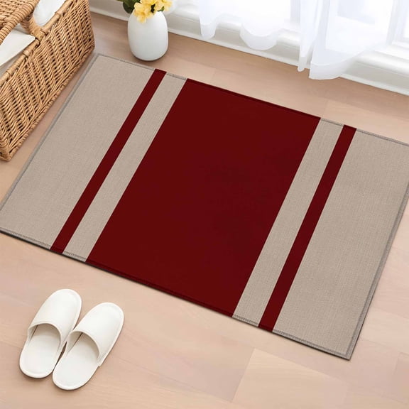Simpler Red Line Entryway Rug 2'x3' Non Slip Front Door Mats, Farmhouse Red Striped Abstract Entrance Rugs Indoor Outdoor Carpet, Washable Floor Mats Small Area Rug for Bedroom Kitchen