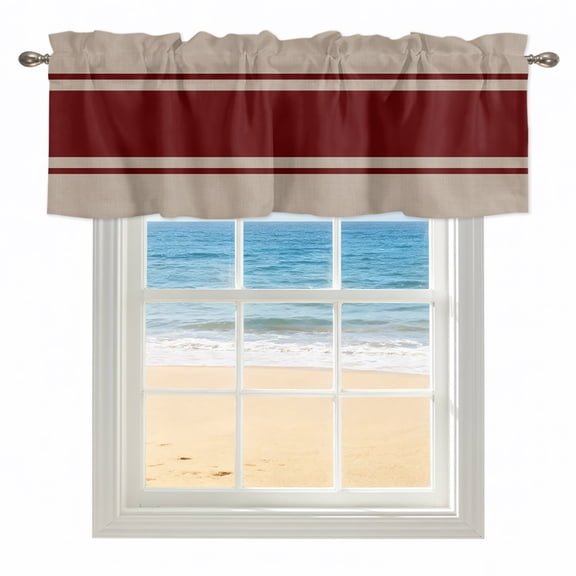 Simpler Red Line Kitchen Valances for Windows 42x18 Inch Kitchen Curtains Valances Rod Pocket Farmhouse Red Striped Abstract Bathroom Window Valances for Window Treatment Decor