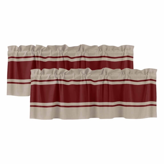 Simpler Red Line Valances for Windows, Decorative Rod Pocket Window Valance Curtains, Farmhouse Red Striped Abstract Short Curtain Drapes for Kitchen/Bathroom/Living Room, 2 Panels, 60" W x 18" L