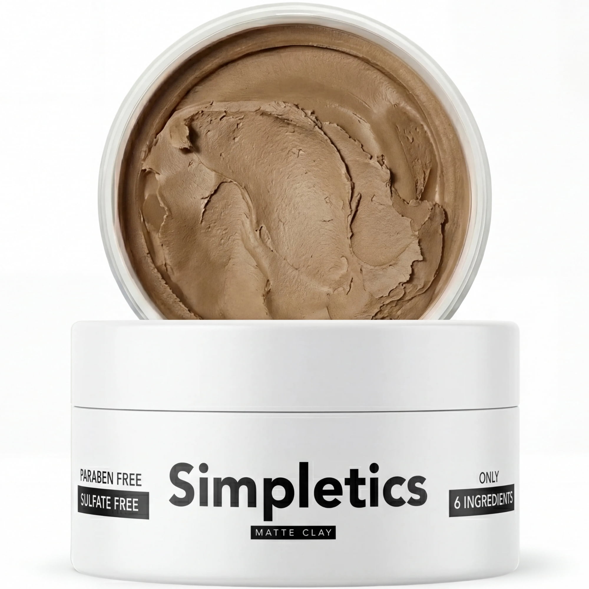 Simpletics All Natural Hair Clay for Men – 6 Ingredient Matte Styling Clay with Beeswax & Coconut Oil – Vanilla Scent – Strong Hold & Texture – Non-Greasy, Water Based, No Harsh Chemicals – 2oz