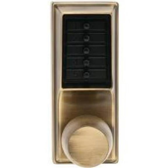 Simplex 1011-05 Pushbutton Cylindrical Lock with Knob Combination Entry Only & No Key-Override - Antique Brass