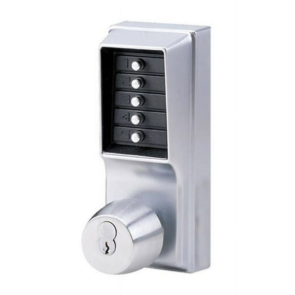 Simplex 1041C-26D Pushbutton Cylindrical Lock with Knob, Combination Entry, Passage & Corbin Core Override - Satin Chrome