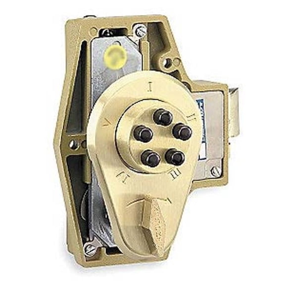 Simplex 9190000-04 Auxiliary Lock with Thumbturn 0.62 in. Deadlocking Spring Latch with 1.75-2.4 in. Holdback Door - Satin Brass