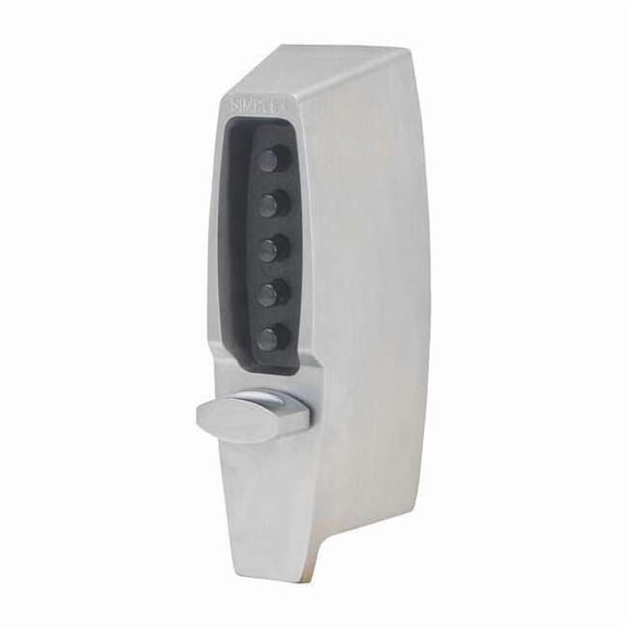 Mechanical Push Button Lockset, Satin Chrome, 1-3/8" to 2-1/4" For Door Thickness, 5 Number of Keys