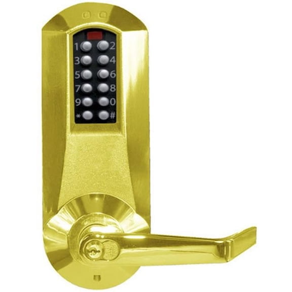 Simplex E5031BWL-605 Pushbutton Cylindrical Lever Lock with Best Core Override - Bright Brass