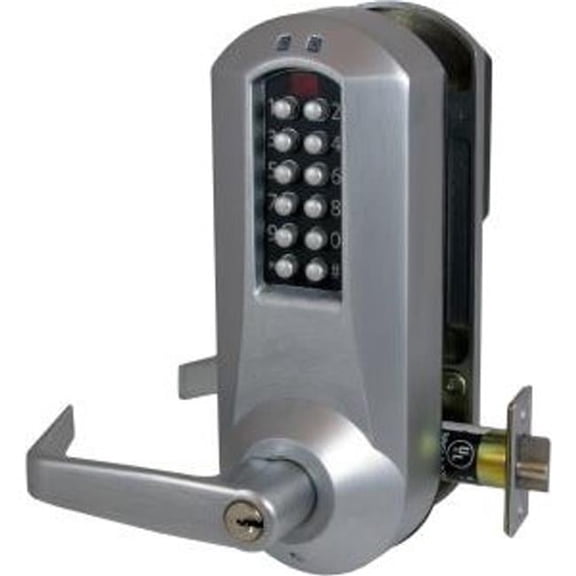 Simplex E5031XSWL-626 E-Plex Lever Electronic Push Button Lock Key Bypass Cylindrical - Satin Chrome