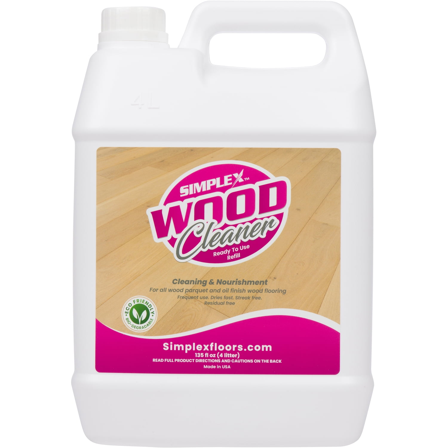 Simplex Floors Wood Floor Cleaner Made in the USA Kid & Pet Safe 135 fl.oz l 4L