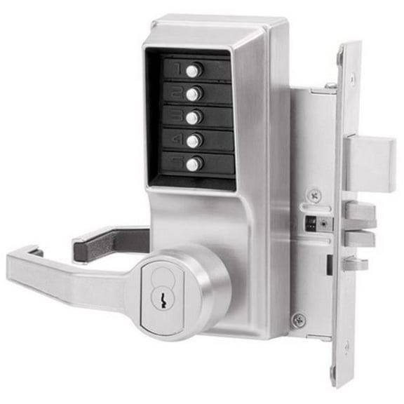 Simplex L8146C-26D Pushbutton Mortise Lock with Lever Corbin Core Override - Satin Chrome