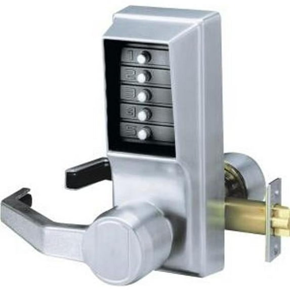 Simplex LL1011-026 Pushbutton Lever Lock with No Key Override - Bright Chrome