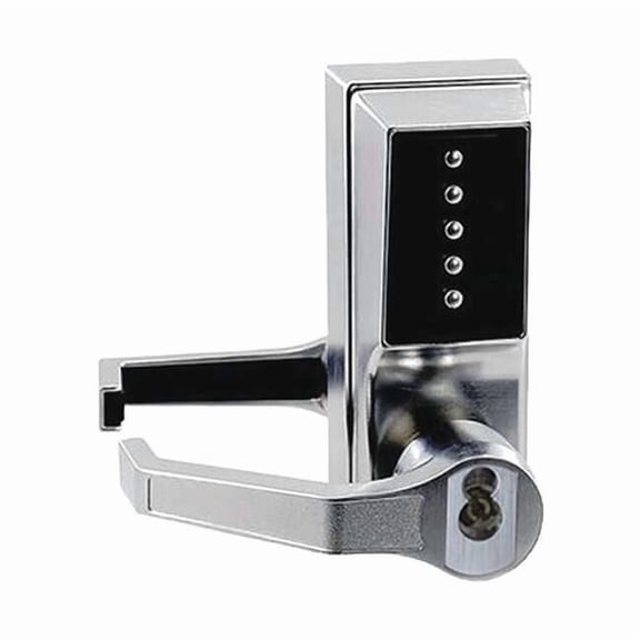 Mechanical Push Button Lockset, Satin Chrome, 1-3/8" to 2-1/4" For Door Thickness, 5 Number of Keys