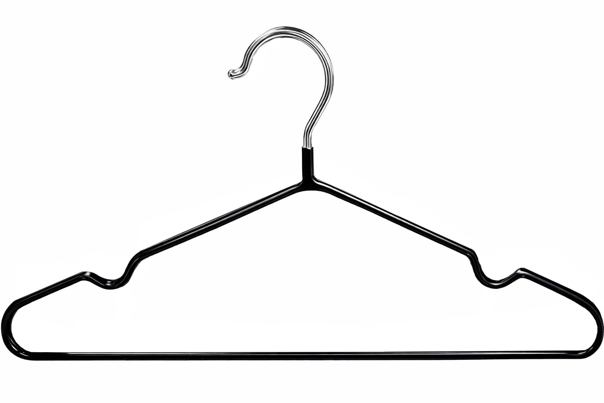 Simpli Furnished Non-Slip Rubber-Coated Hangers for Clothes, 16"w X 8"h, 120-Pack, Black