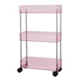 thumbnail image 1 of Simpli Furnished 3 Tier Rolling Cart Plastic Storage with Wheels for Bathroom, Lightweight, 16"w X 5"d X 29.5"h, Pink, 1 of 4