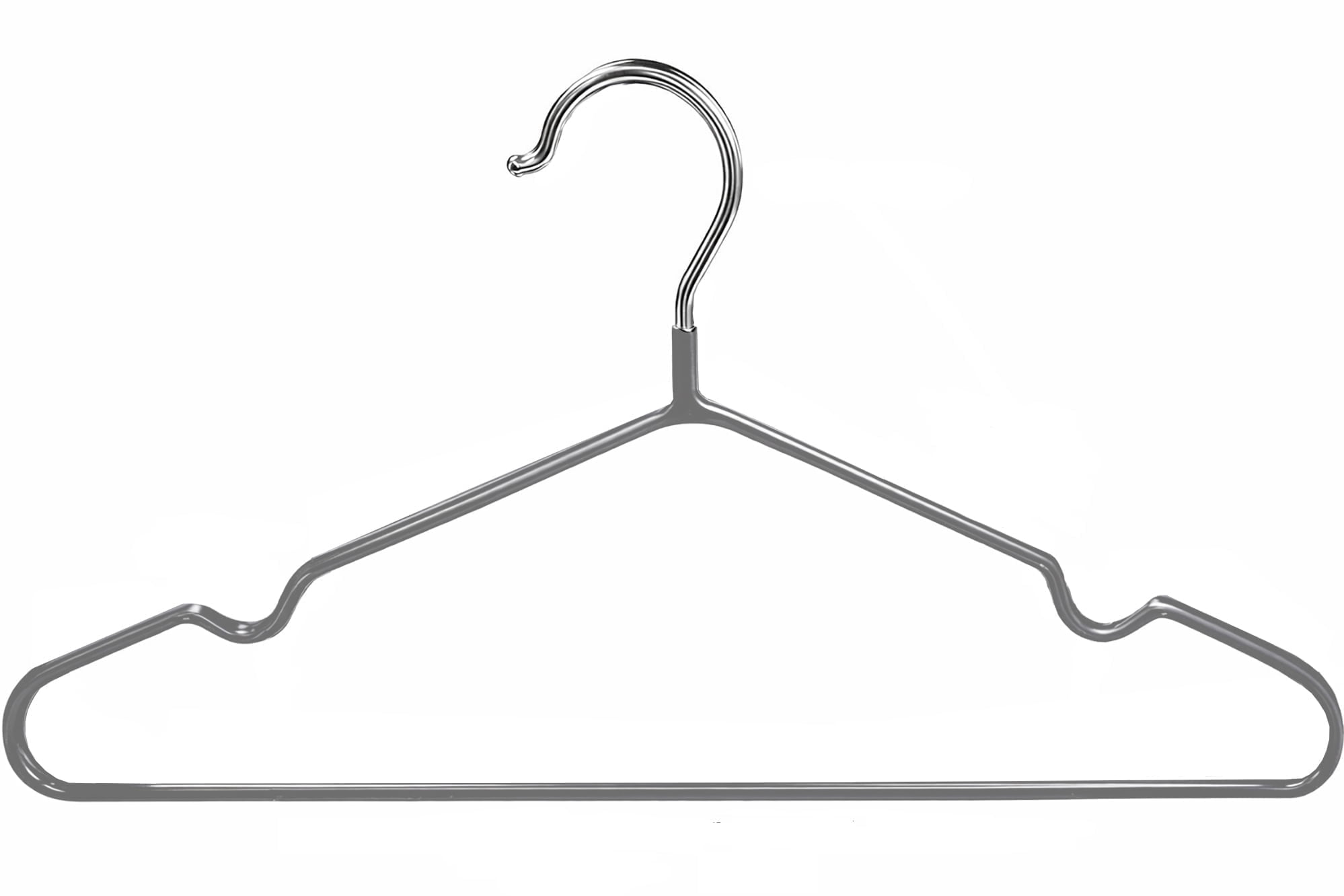 Simpli Furnished Non-Slip Rubber-Coated Hangers for Clothes, 16"w X 8"h, 120-Pack, Gray