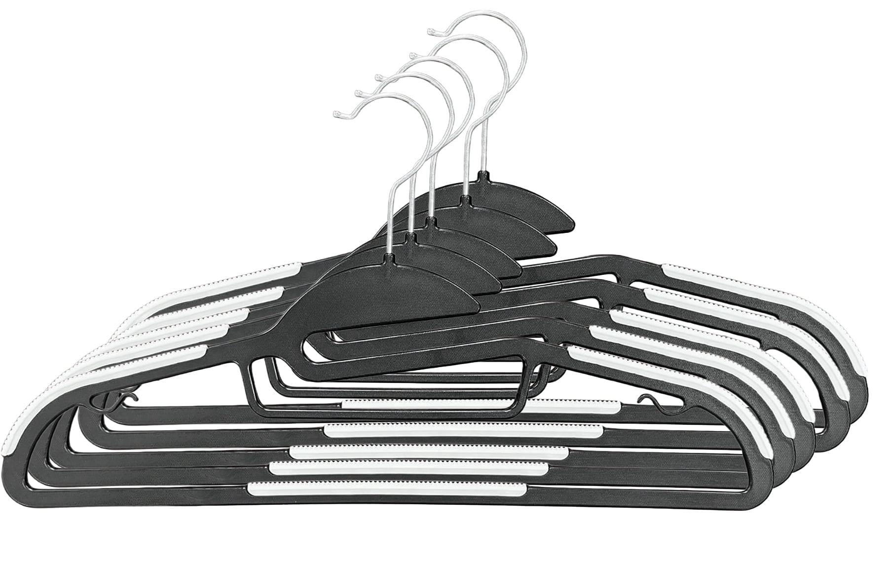 Simpli Furnished Non-Slip Rubber-Coated Hangers for Clothes, 120 Pack, 16.1" x 9.2", Black & White, 5-in-1
