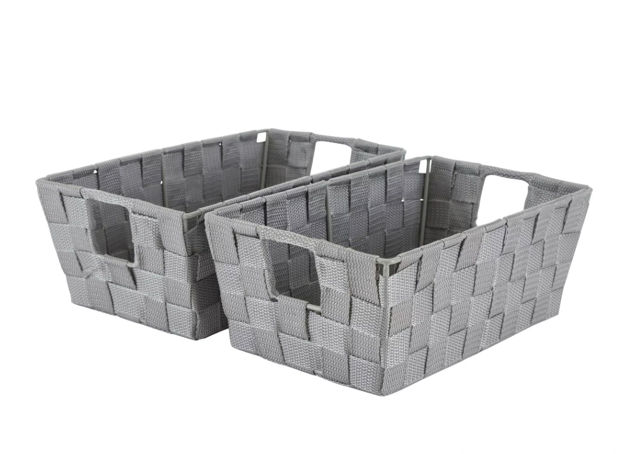 Simpli Furnished LLC Small Grey Woven Storage Basket, 2 Pc Set