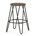 thumbnail image 1 of Simpli Home Simeon Industrial Metal 24 inch Metal Counter Height Stool with Wood Seat in Cocoa Brown / Black, 1 of 8