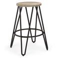 thumbnail image 1 of Simpli Home Simeon Industrial Metal 24 inch Metal Counter Height Stool with Wood Seat in Natural / Black, 1 of 6