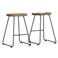 thumbnail image 1 of Simpli Home 24 Inch Saddle Counter Height Stool (Set Of 2) In Natural/Black, 1 of 11