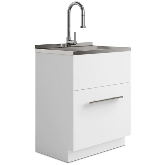 Simpli Home Metro All-in-One 28-inch Utility Sink & Cabinet