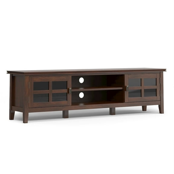 Artisan 72 inch Wide Solid Wood Low TV Stand in Russet Brown For TVs up to 80 inches