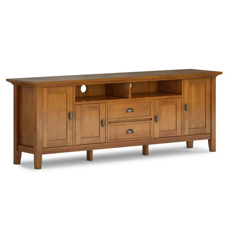 Simpli Home - Redmond SOLID WOOD 72 inch Wide Transitional TV Media Stand in Light Golden Brown For TVs up to 80 inches - Light Golden Brown