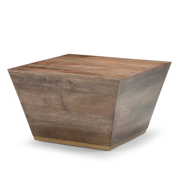 Simpli Home Abba SOLID MANGO WOOD 28 inch Wide Square Modern Coffee Table in Dark Brown, Fully Assembled
