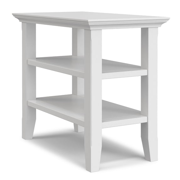 Simpli Home Acadian 14 inch Wide Solid Wood Transitional Narrow Side Table in White
