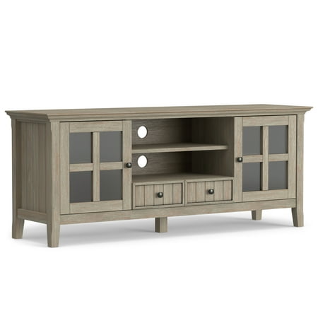 Simpli Home - Acadian SOLID WOOD 60 inch Wide Transitional TV Media Stand in Distressed Grey For TVs up to 65 inches - Distressed Grey