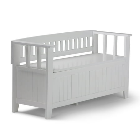 Simpli Home - Acadian Entryway Storage Bench With Backrest - White