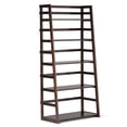 thumbnail image 1 of Simpli Home Acadian SOLID WOOD 63 inch x 30 inch Transitional Ladder Shelf Bookcase in Brunette Brown, 1 of 6