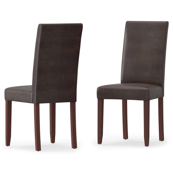 Simpli Home Acadian Parson Dining Chair (Set of 2) in Distressed Brown