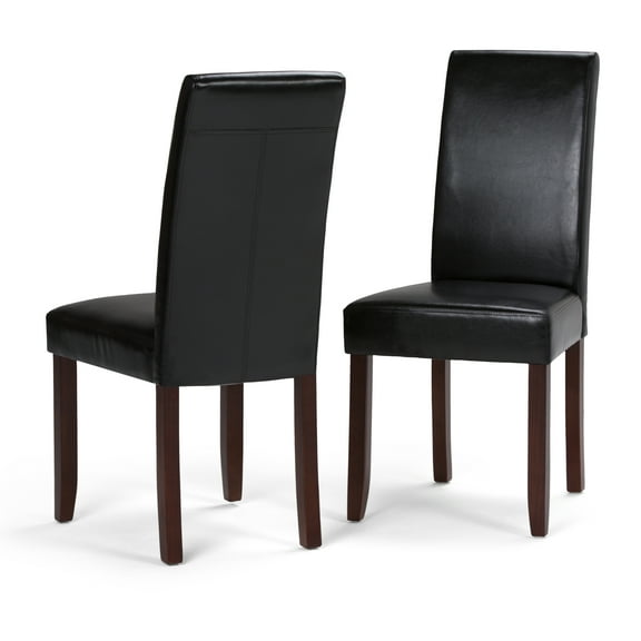 Simpli Home Acadian Parson Dining Chair (Set of 2) in Midnight Black
