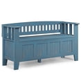 thumbnail image 1 of Simpli Home Acadian SOLID WOOD 48 inch Wide Transitional Entryway Storage Bench in Distressed Coastal Blue, 1 of 13
