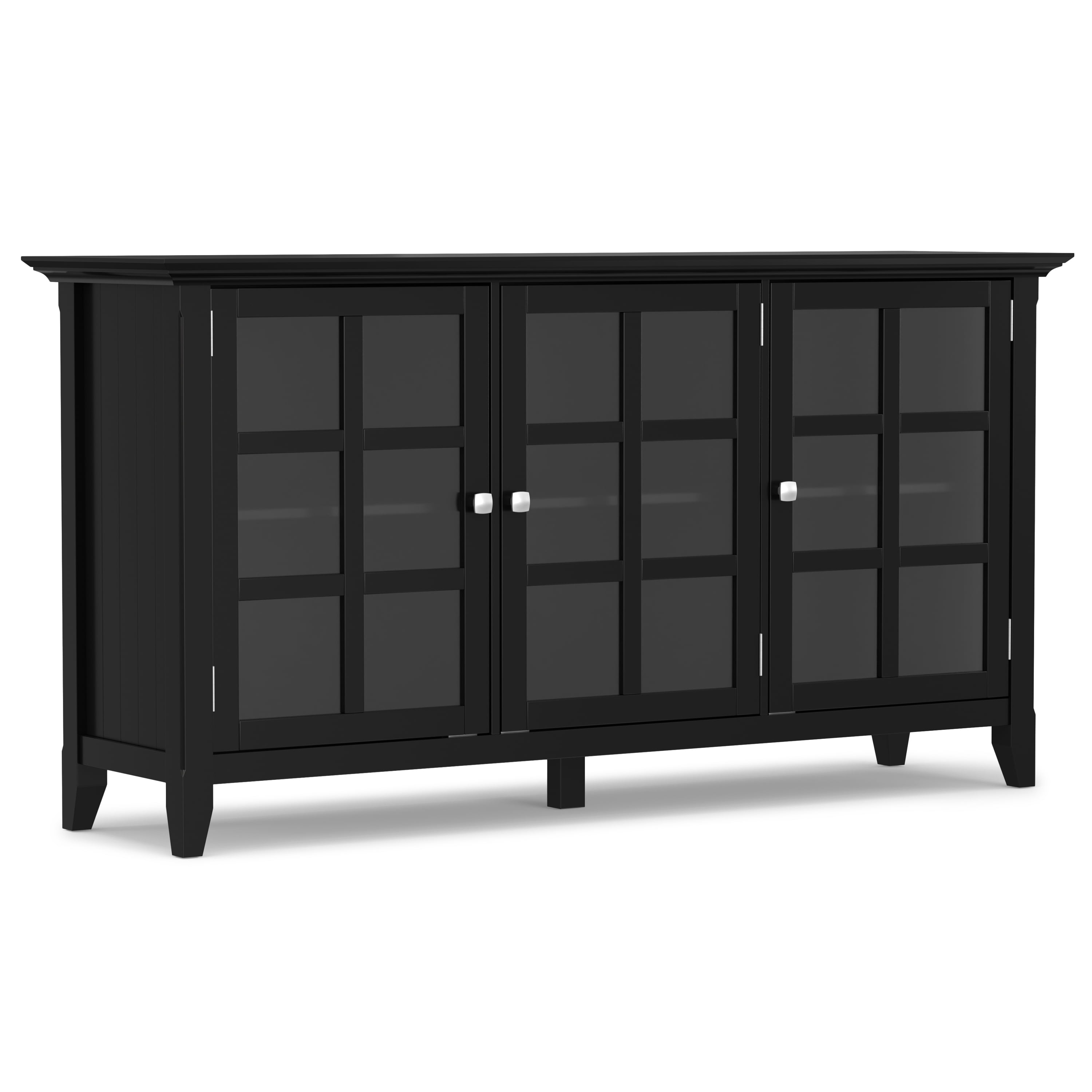 Acadian Black Solid Wood Storage Cabinet with Adjustable Shelves