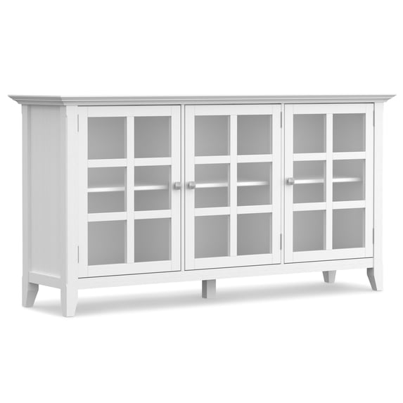 Simpli Home Acadian 62 inch Wide Solid Wood Transitional Wide Storage Cabinet in White