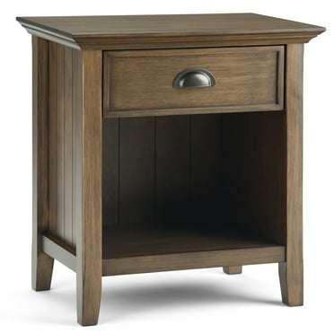 Simpli Home Acadian Solid Wood Bedside Table In Rustic Natural Aged Brown