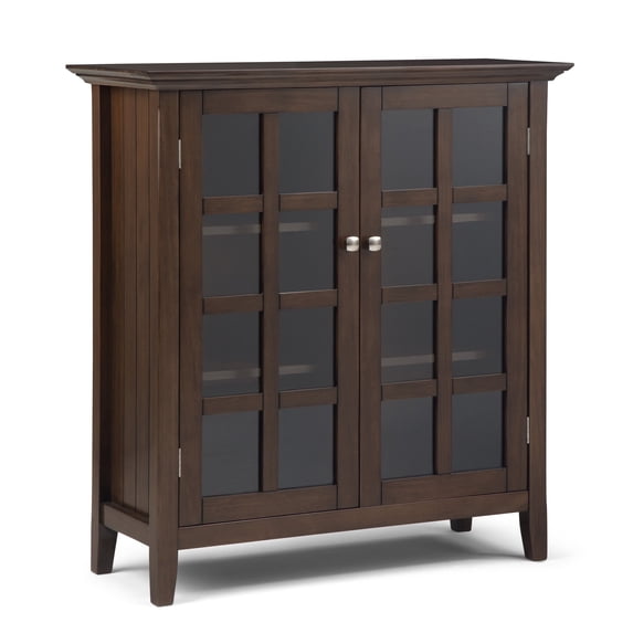 Simpli Home Acadian 39 inch Wide Solid Wood Transitional Storage Cabinet in Natural Aged Brown