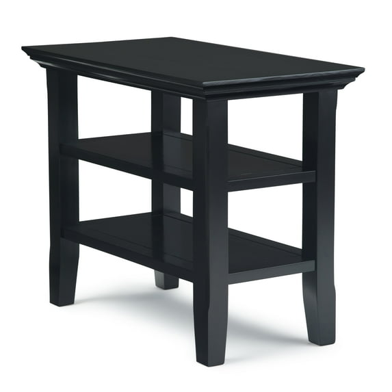 Acadian 14 inch Wide Solid Wood Transitional Narrow Side Table in Black