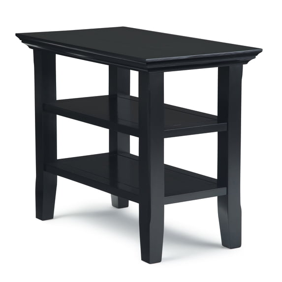 Acadian 14 inch Wide Solid Wood Transitional Narrow Side Table in Black