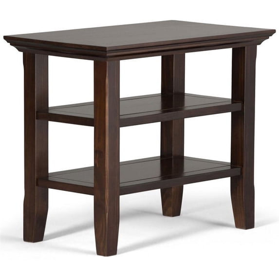 Simpli Home Acadian Wood 14" Rectangle Transitional Narrow Side Table in Brunette Brown
