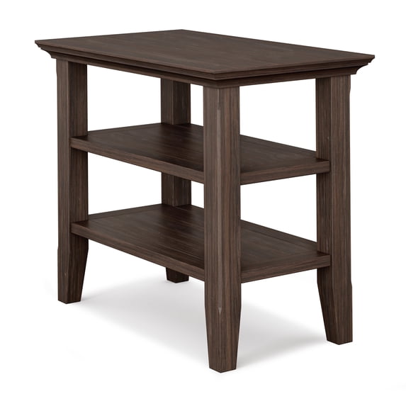 Acadian 14 inch Wide Solid Wood Transitional Narrow Side Table in Farmhouse Brown