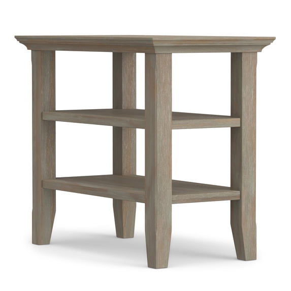 Simpli Home Acadian 14 inch Wide Solid Wood Transitional Narrow Side Table in Distressed Grey